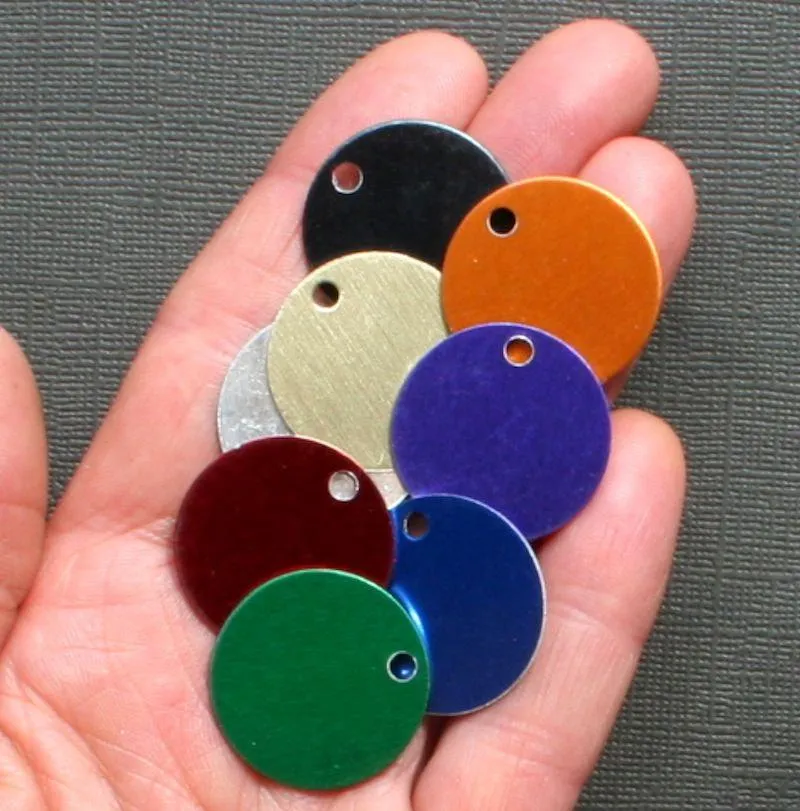 10 Round Aluminum Stamping Blanks - 25mm - Choose Your Color!
