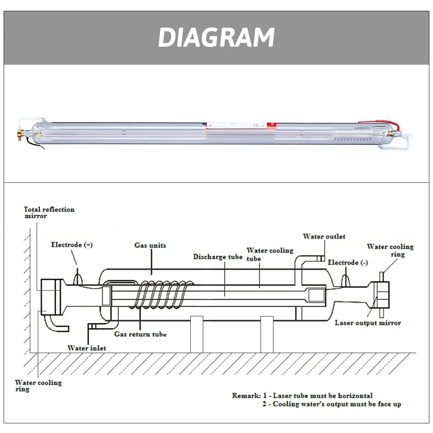 100W CO2 Laser Tube for CO2 Laser Engraver Cutting Machines | 0100