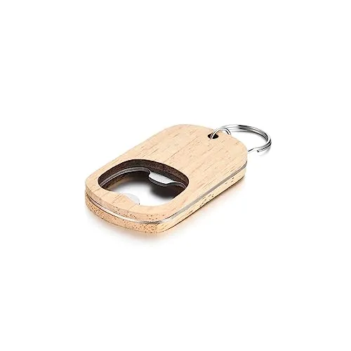 10Pcs Wooden Keychain Bottle Opener Blanks Wood Engraving Bulk Key Chain Unfinished Key Tag for Party Favors DIY Gift Craft Supplies (10pcs)