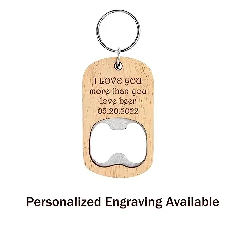 10Pcs Wooden Keychain Bottle Opener Blanks Wood Engraving Bulk Key Chain Unfinished Key Tag for Party Favors DIY Gift Craft Supplies (10pcs)