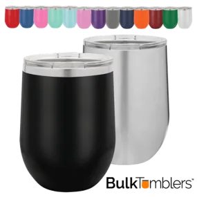12 oz Blank Stainless Steel Insulated Stemless Wine Tumbler with Lid