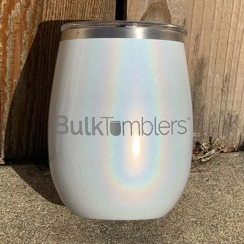 14 oz XL Holographic Glitter Wine Tumbler Laser Engraved with Logo or Blank