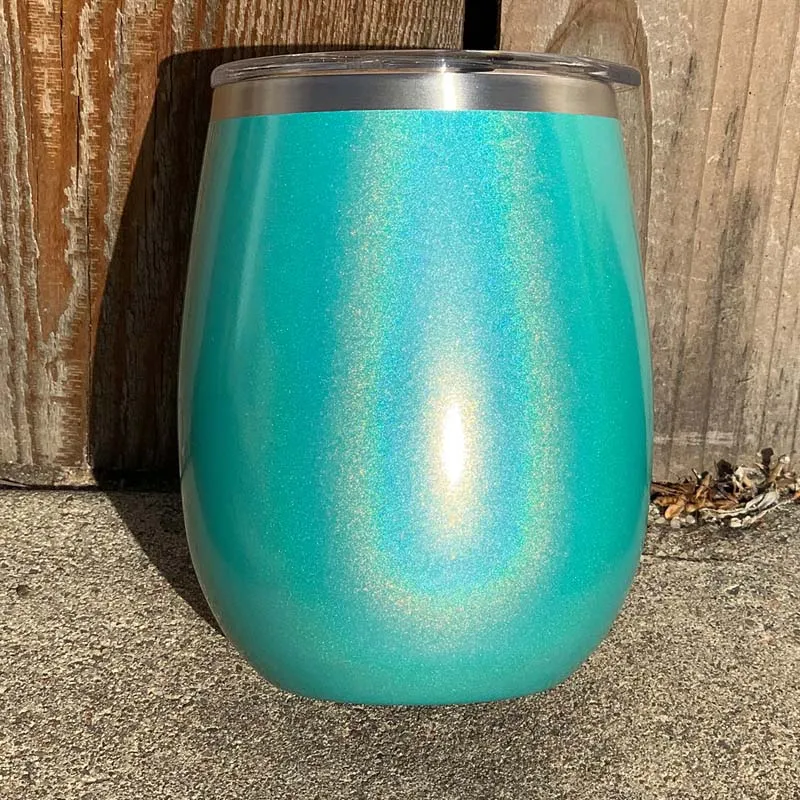 14 oz XL Holographic Glitter Wine Tumbler Laser Engraved with Logo or Blank
