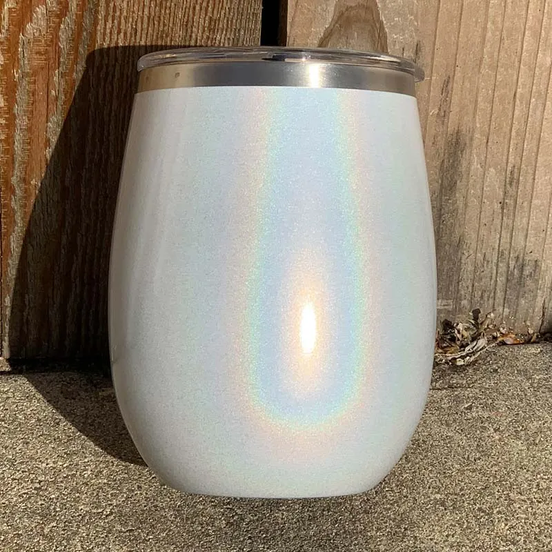 14 oz XL Holographic Glitter Wine Tumbler Laser Engraved with Logo or Blank