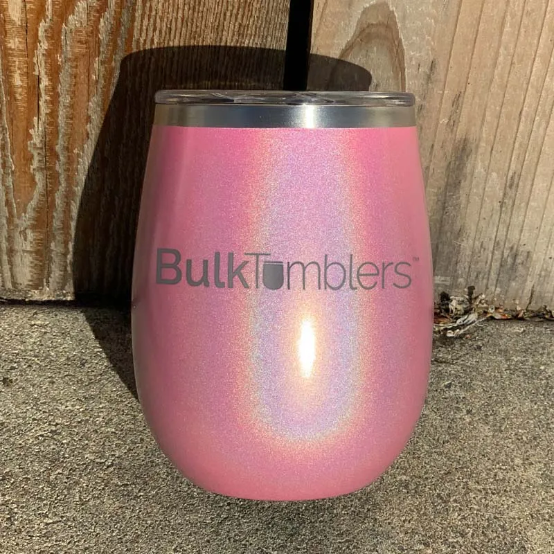 14 oz XL Holographic Glitter Wine Tumbler Laser Engraved with Logo or Blank