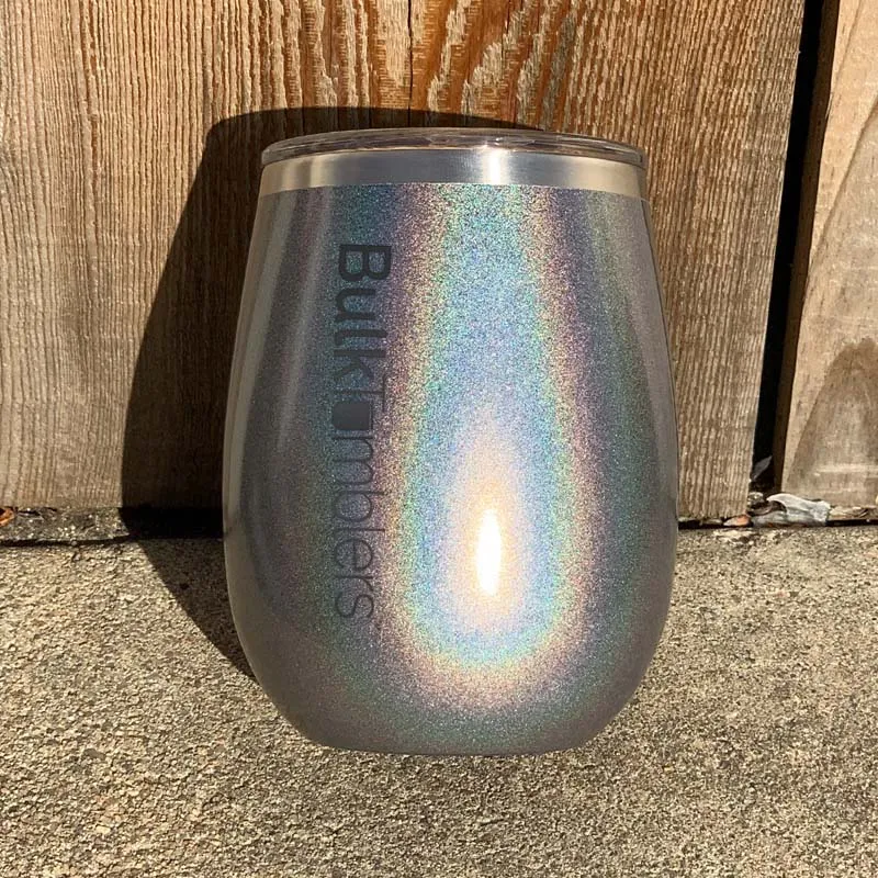 14 oz XL Holographic Glitter Wine Tumbler Laser Engraved with Logo or Blank