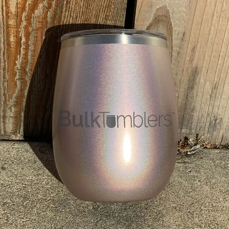 14 oz XL Holographic Glitter Wine Tumbler Laser Engraved with Logo or Blank