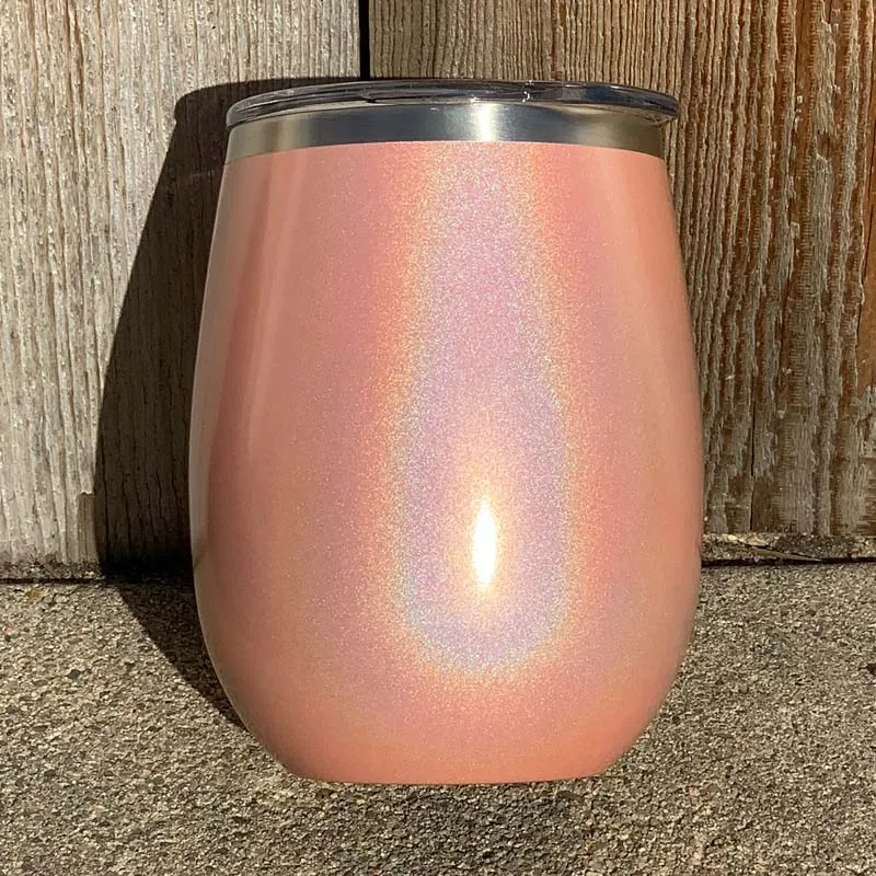 14 oz XL Holographic Glitter Wine Tumbler Laser Engraved with Logo or Blank