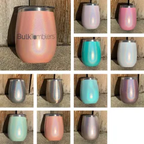 14 oz XL Holographic Glitter Wine Tumbler Laser Engraved with Logo or Blank