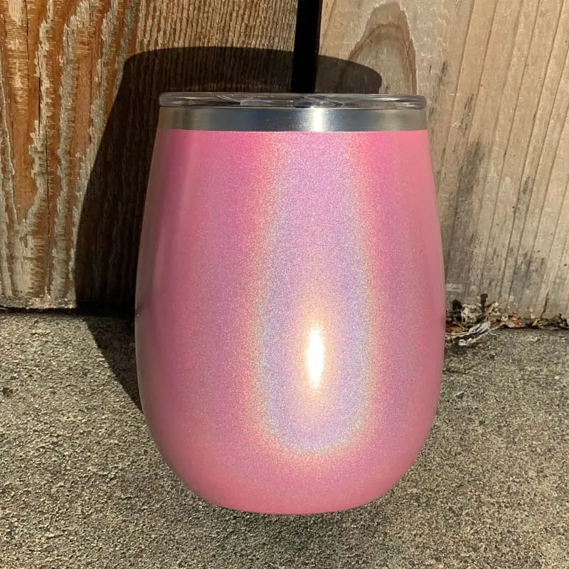 14 oz XL Holographic Glitter Wine Tumbler Laser Engraved with Logo or Blank