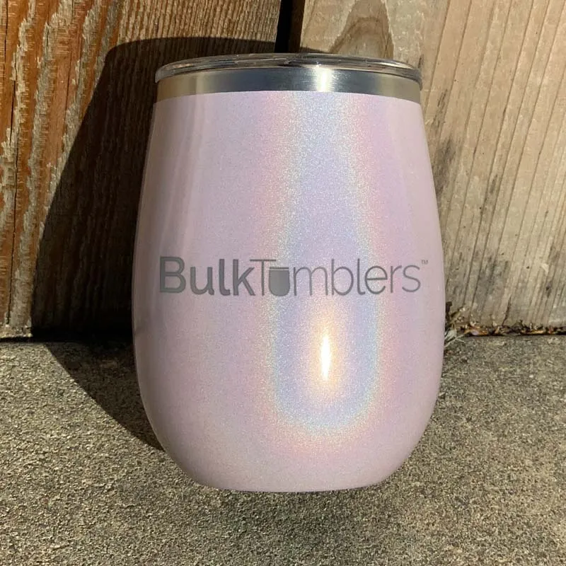 14 oz XL Holographic Glitter Wine Tumbler Laser Engraved with Logo or Blank