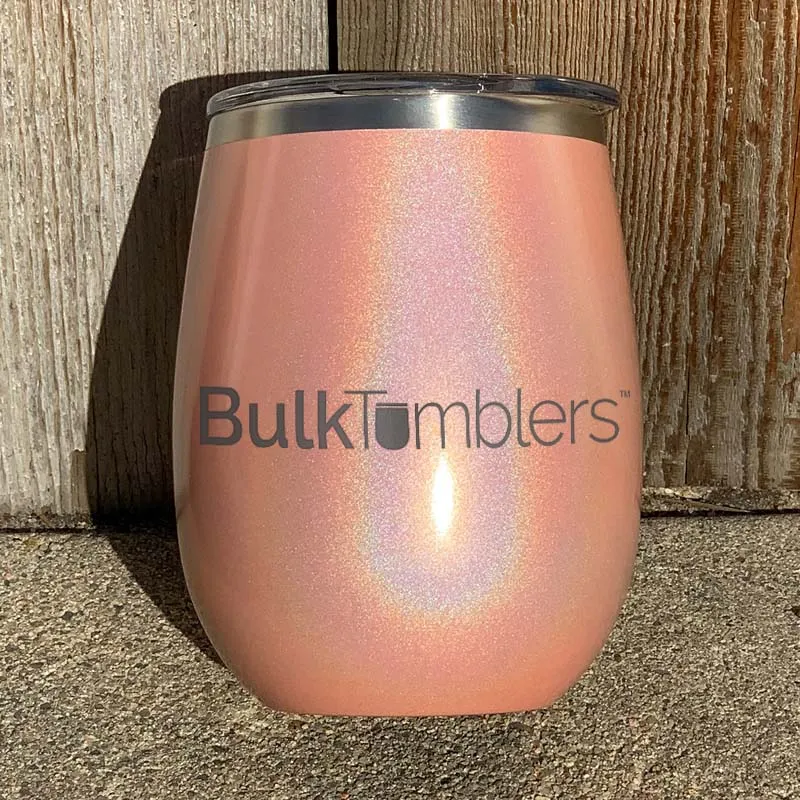 14 oz XL Holographic Glitter Wine Tumbler Laser Engraved with Logo or Blank