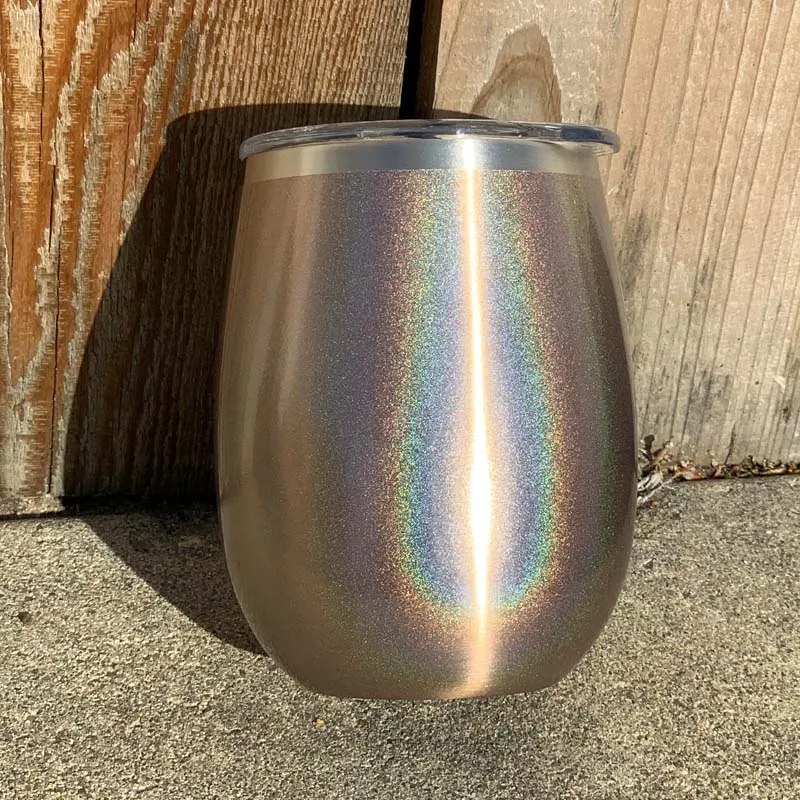14 oz XL Holographic Glitter Wine Tumbler Laser Engraved with Logo or Blank