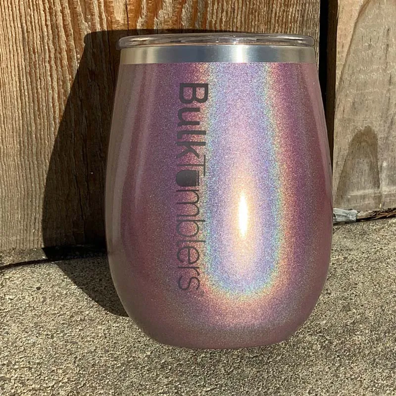 14 oz XL Holographic Glitter Wine Tumbler Laser Engraved with Logo or Blank