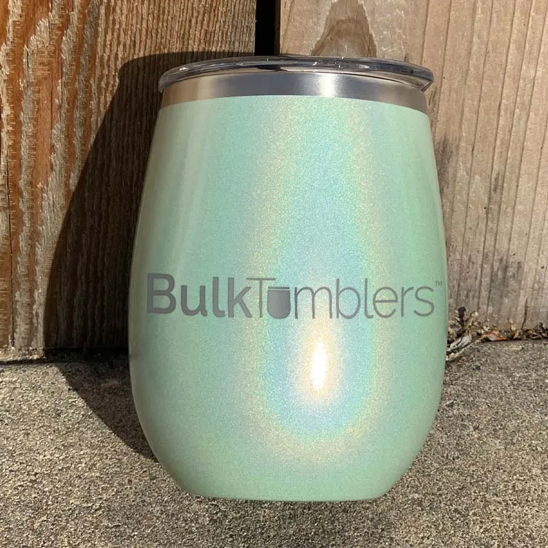 14 oz XL Holographic Glitter Wine Tumbler Laser Engraved with Logo or Blank