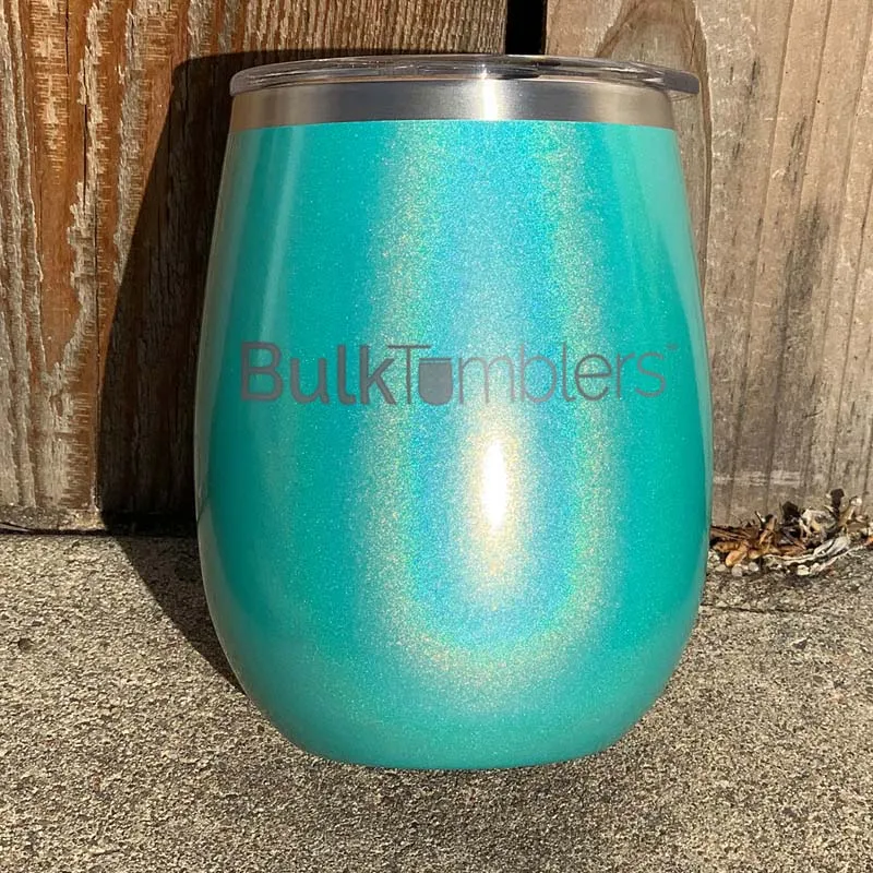 14 oz XL Holographic Glitter Wine Tumbler Laser Engraved with Logo or Blank