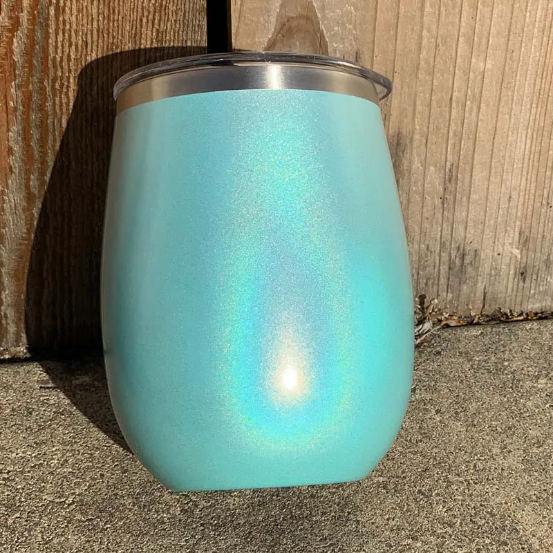 14 oz XL Holographic Glitter Wine Tumbler Laser Engraved with Logo or Blank