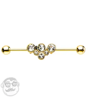 14G Gold PVD Multi Cluster Steel Industrial Barbell
