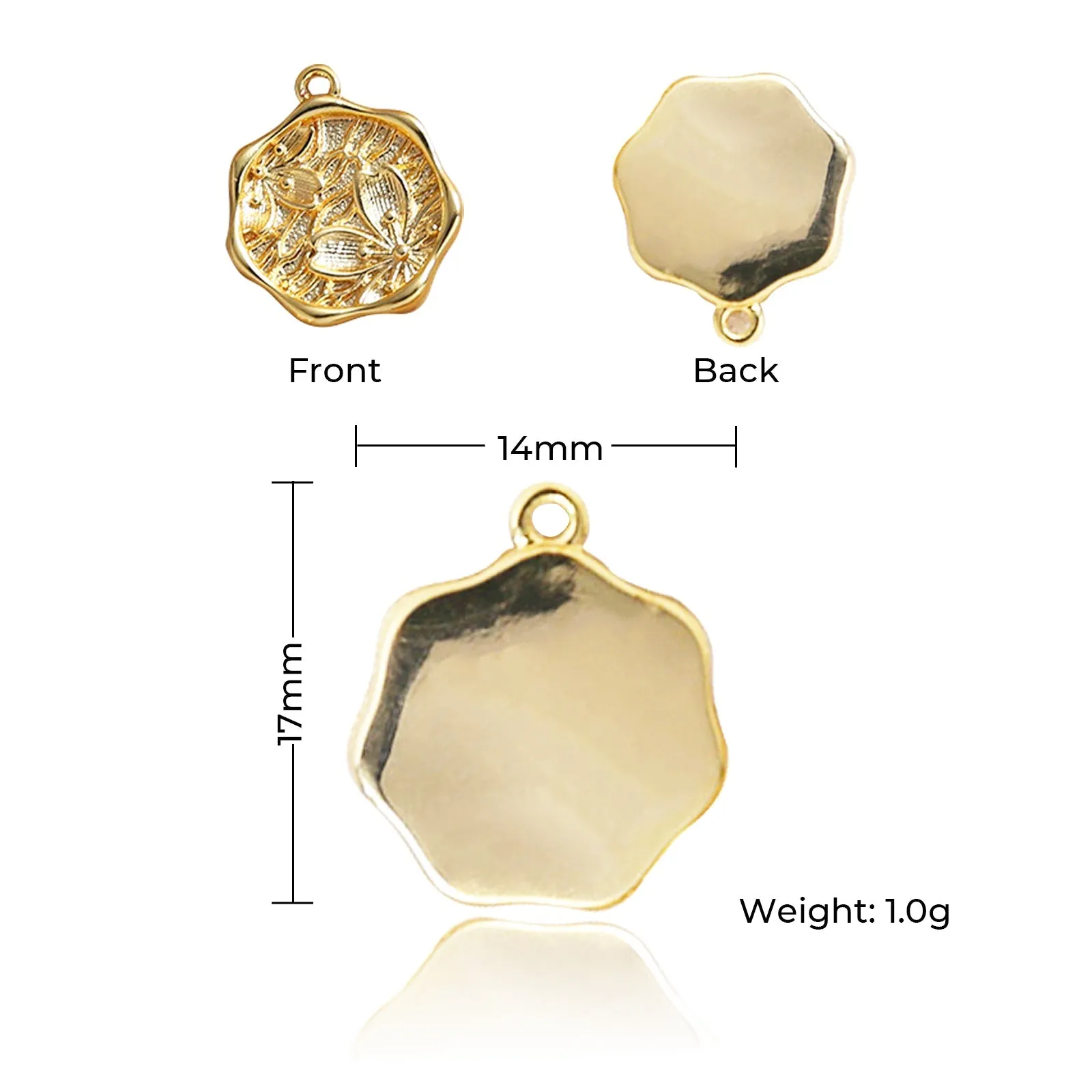14K Gold Plated Oval Pattern Pendant (10pcs)