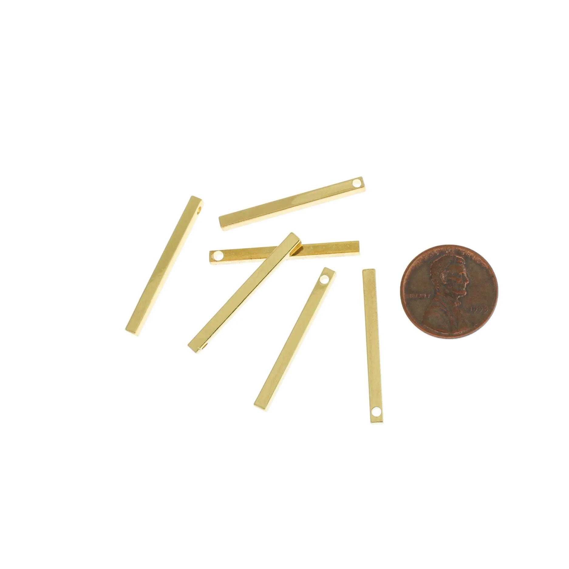 2 Drop Bar Stamping Blanks - 3D - Gold Tone Brass - 30mm x 2.5mm - Choose Your Tone!