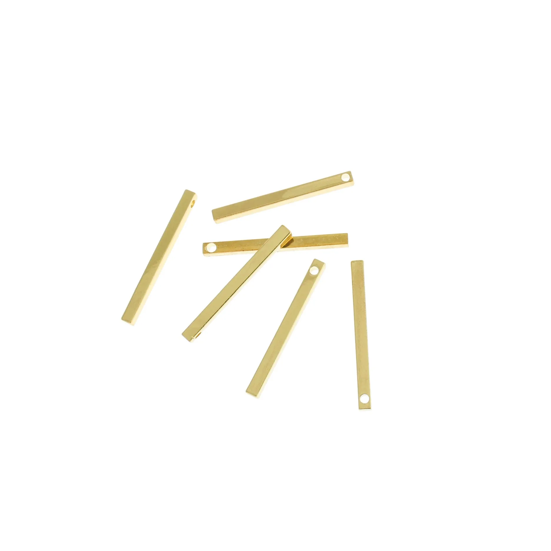 2 Drop Bar Stamping Blanks - 3D - Gold Tone Brass - 30mm x 2.5mm - Choose Your Tone!