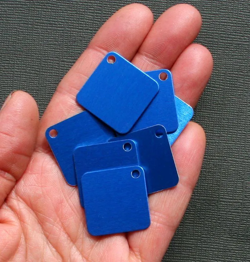 20 Aluminum Square Stamping Blanks - 25mm - Choose Your Color!