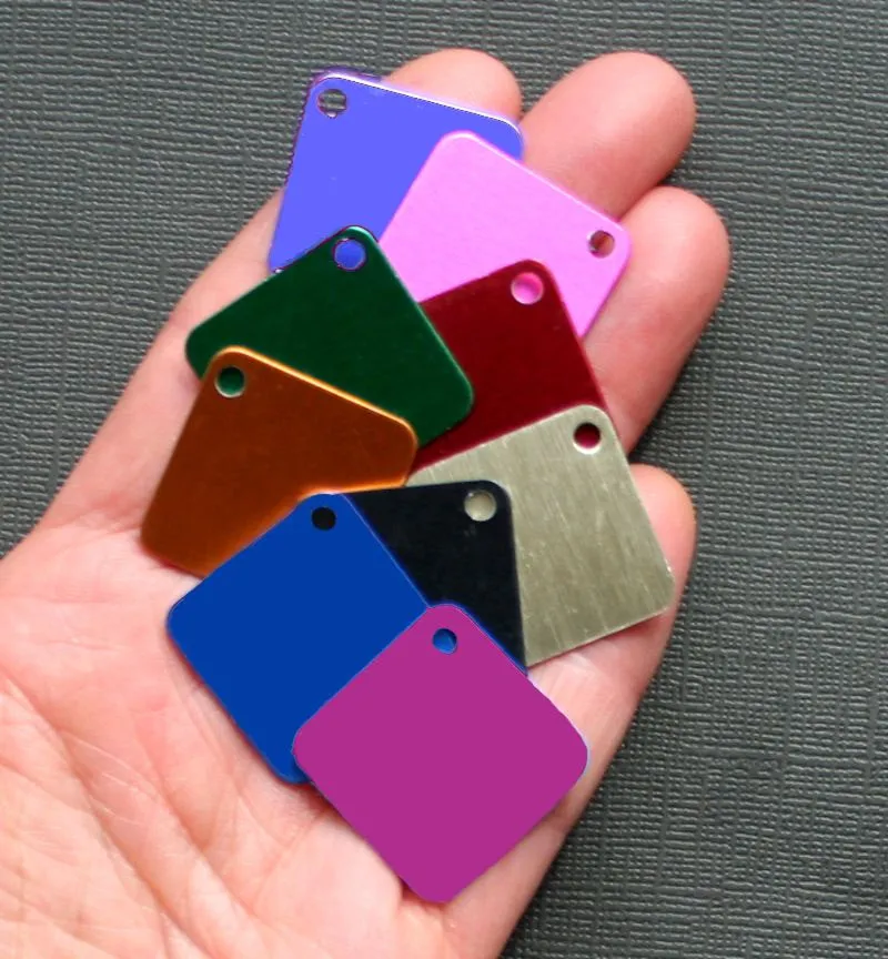 20 Aluminum Square Stamping Blanks - 25mm - Choose Your Color!