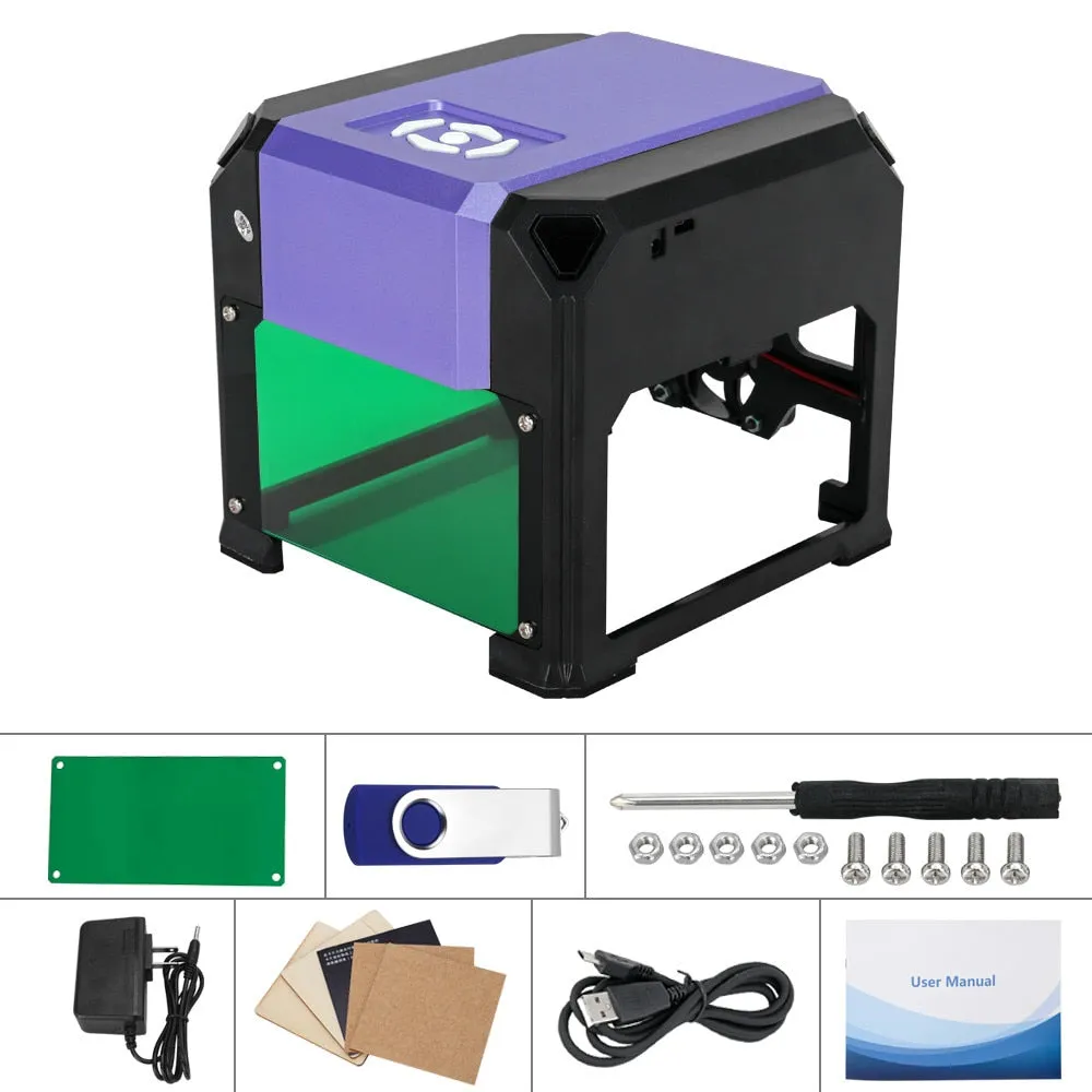 3000mW CNC Laser Engraver Desktop Laser Engraving Machine 80x80mm Mini Laser Engraver Woodworking DIY Logo Mark Printer Cutter