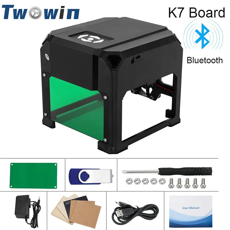3000mW CNC Laser Engraver Desktop Laser Engraving Machine 80x80mm Mini Laser Engraver Woodworking DIY Logo Mark Printer Cutter