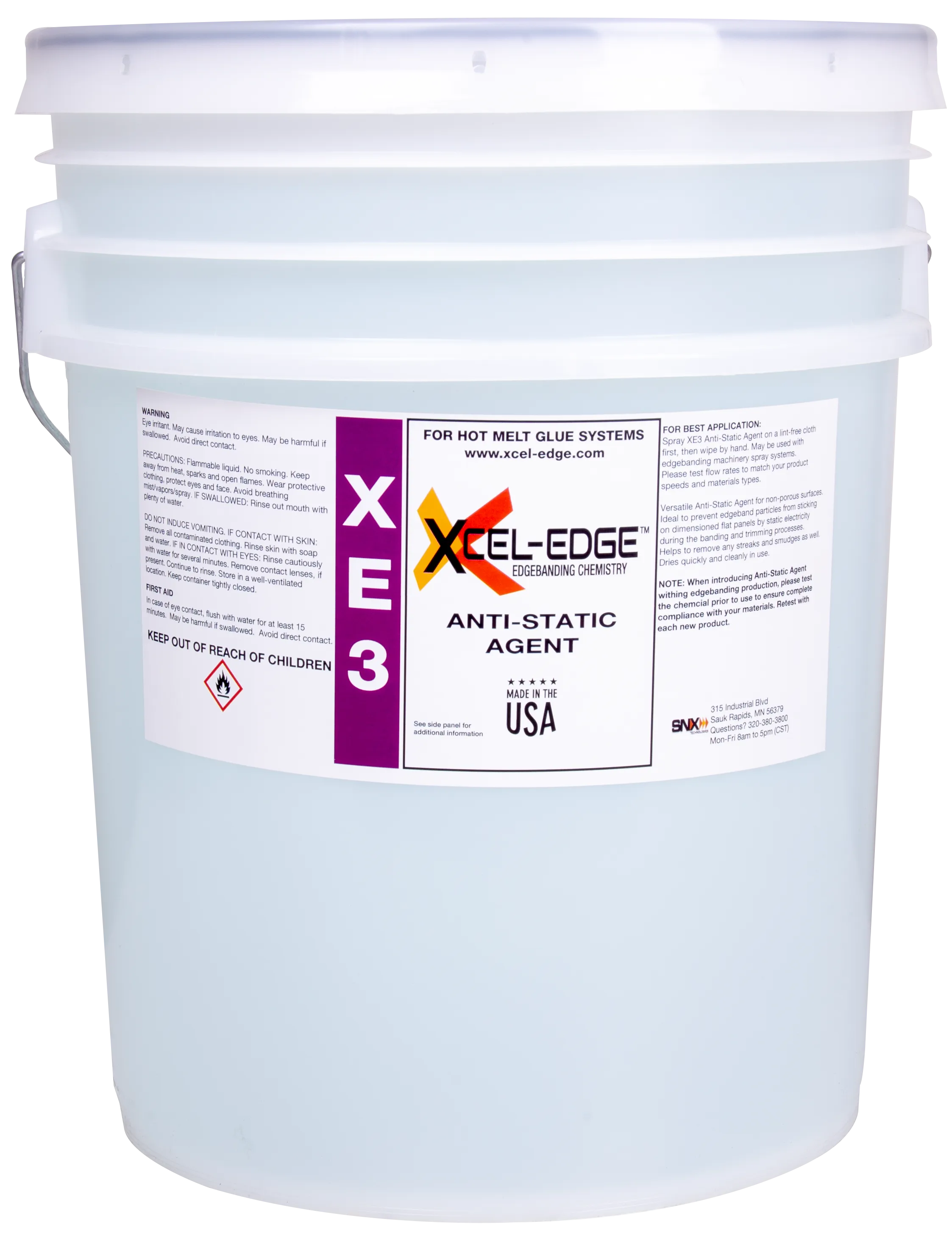5 Gallon Pail (18.9L) - Xcel-Edge XE3 Anti-Static Agent Edgebanding Chemical