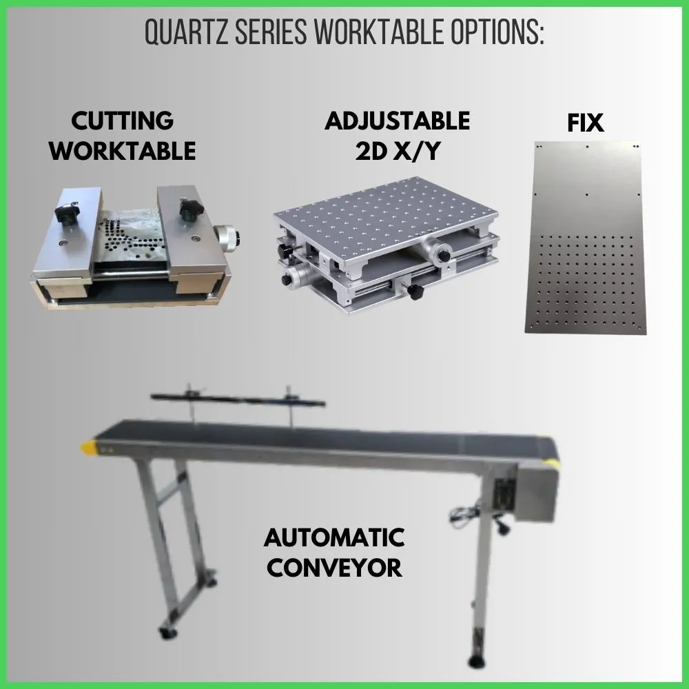 50W, 100W & 120W Industrial Grade workstation fiber marking, engraving and cutting QUARTZ STATION Series FlexMax Laser