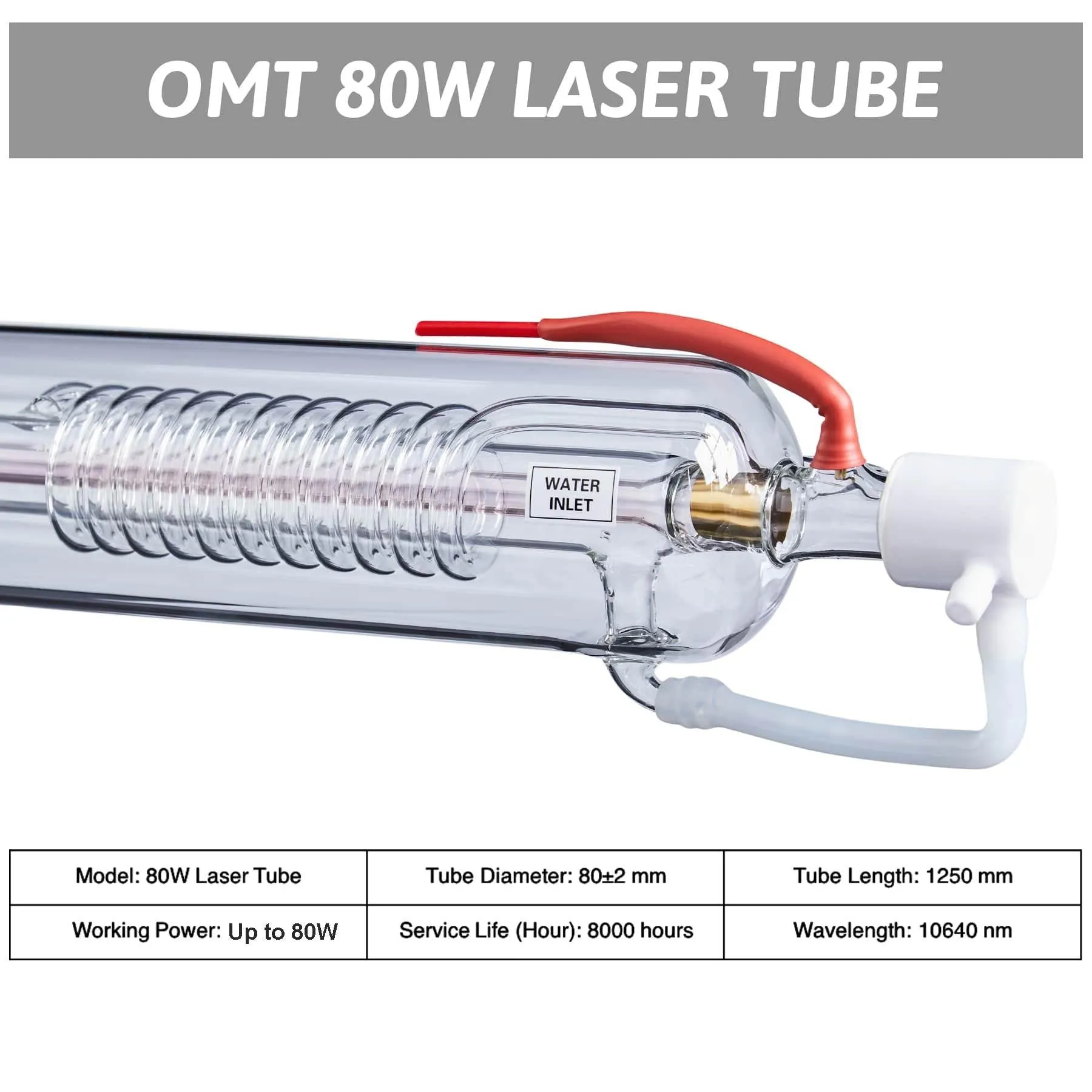 80W CO2 Laser Tube for CO2 Laser Engraver Cutting Machines | 0080