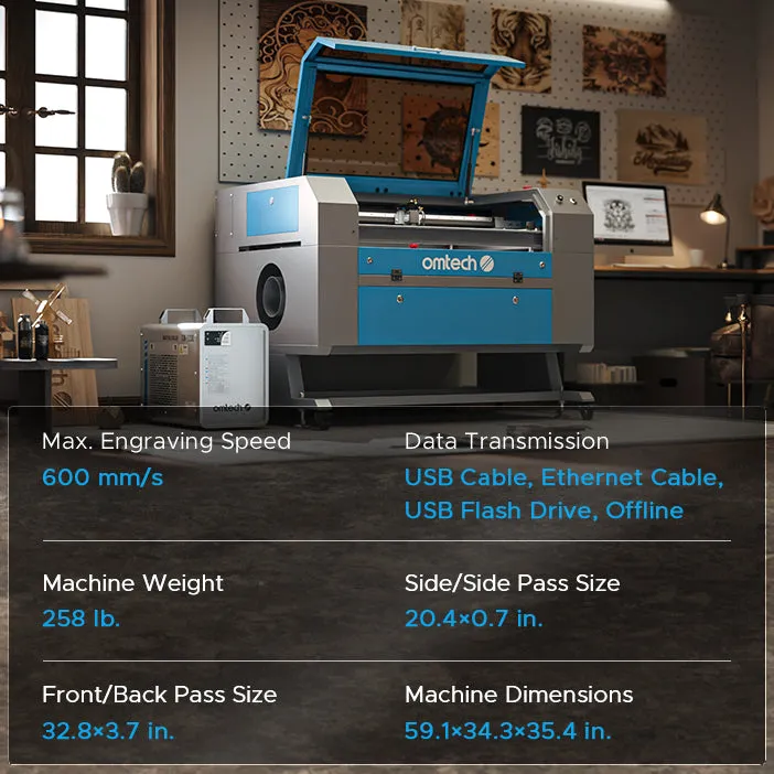 AF2028-80 - 80W CO2 LASER ENGRAVER CUTTING MACHINE WITH 20" X 28" WORKING AREA AND AUTOFOCUS