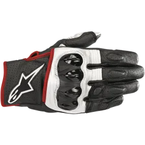 Alpinestars Celer V2 Leather Gloves - Black/White/Red Fluorescent
