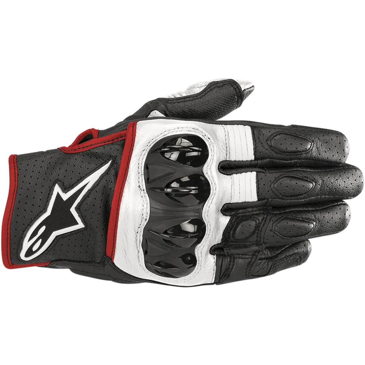 Alpinestars Celer V2 Leather Gloves - Black/White/Red Fluorescent