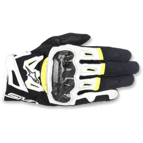 Alpinestars SMX-2 Air Carbon V2 Gloves - Black/White/Yellow Fluorescent