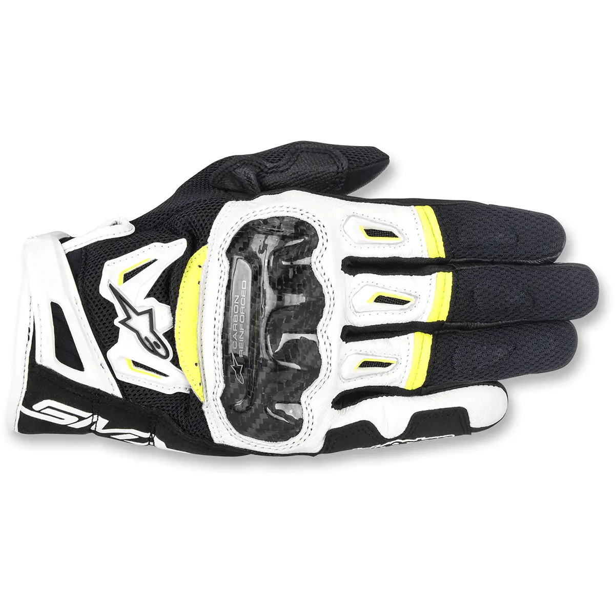 Alpinestars SMX-2 Air Carbon V2 Gloves - Black/White/Yellow Fluorescent