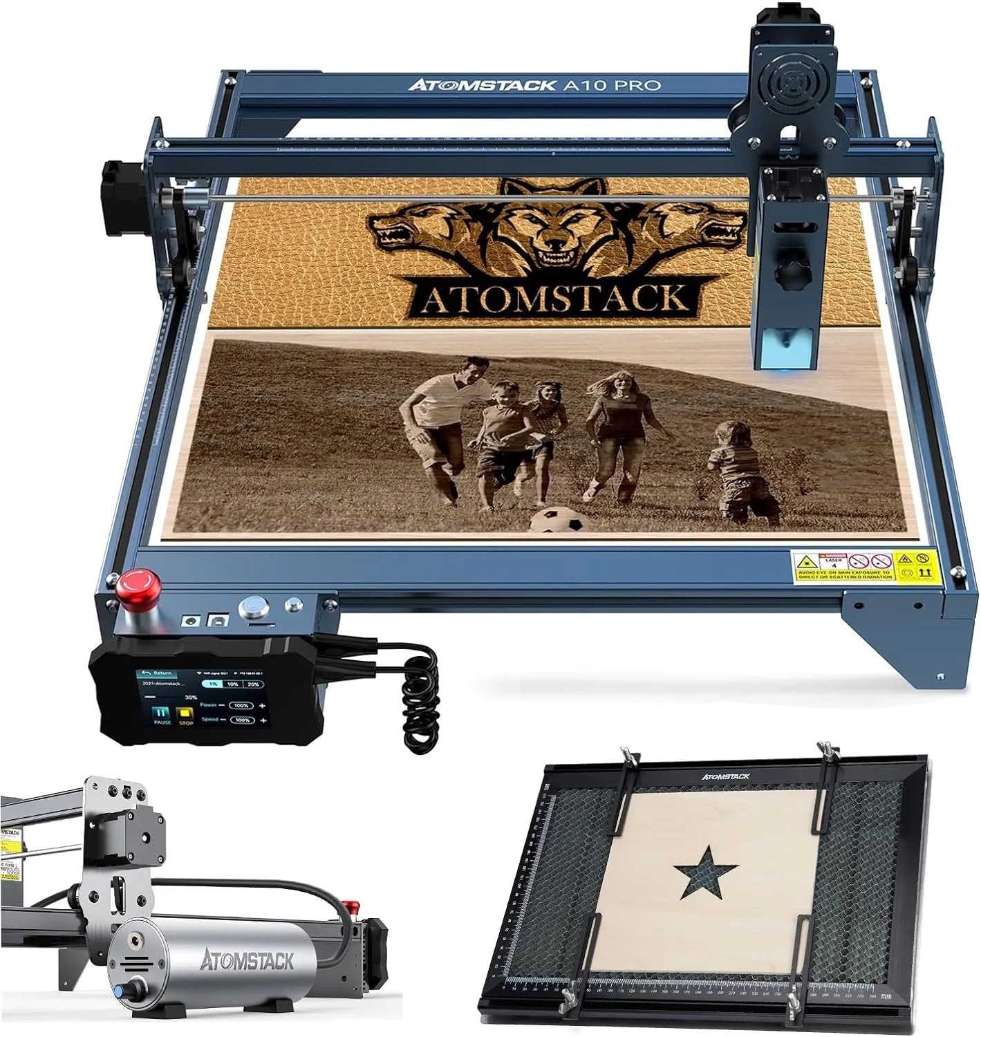 Atomstack A10 PRO S10 PRO X7 PRO 50W Laser Engraving Machine, Offline Engraving Laser Device, 10W Laser Head Output Laser Cutter, Laser Engraving Machine for Glass, Ceramic, Slate, Wood, Acrylic, Metal, 410 x 400 mm