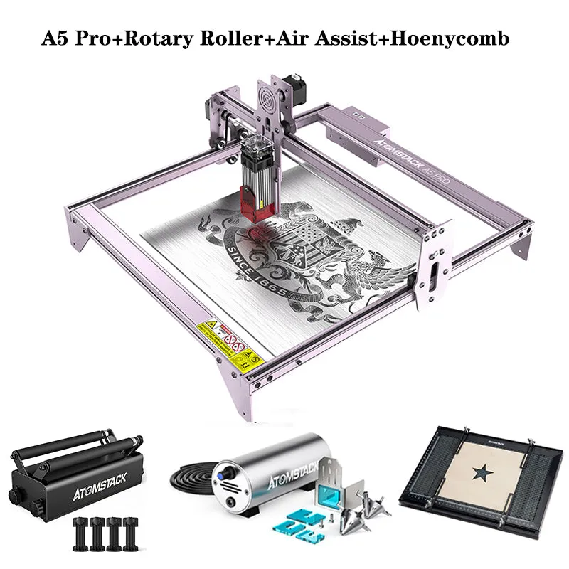 ATOMSTACK A5 Pro Laser Engraver 40W Engraving Machine For Wood Metal Leather 5.5W Output DIY Cutter Logo Pattern Marking Machine