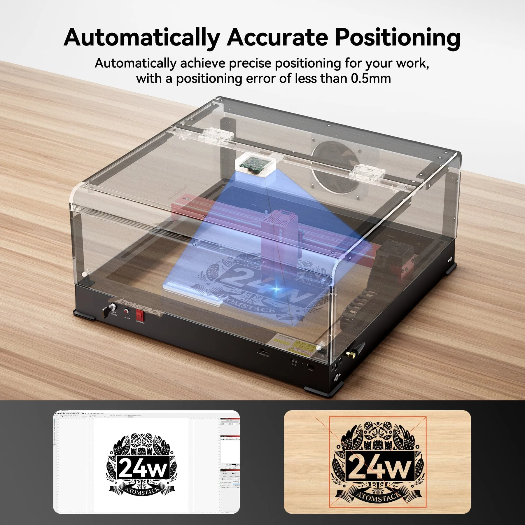 ATOMSTACK B3 Laser Engraver Protective Box With Intelligent Camera, LED Lighting, Exhaust Fan, Laser Housing for A6 PRO/A12 PRO/A24 PRO Laser Engraving Machine, Safe Dustproof Cover