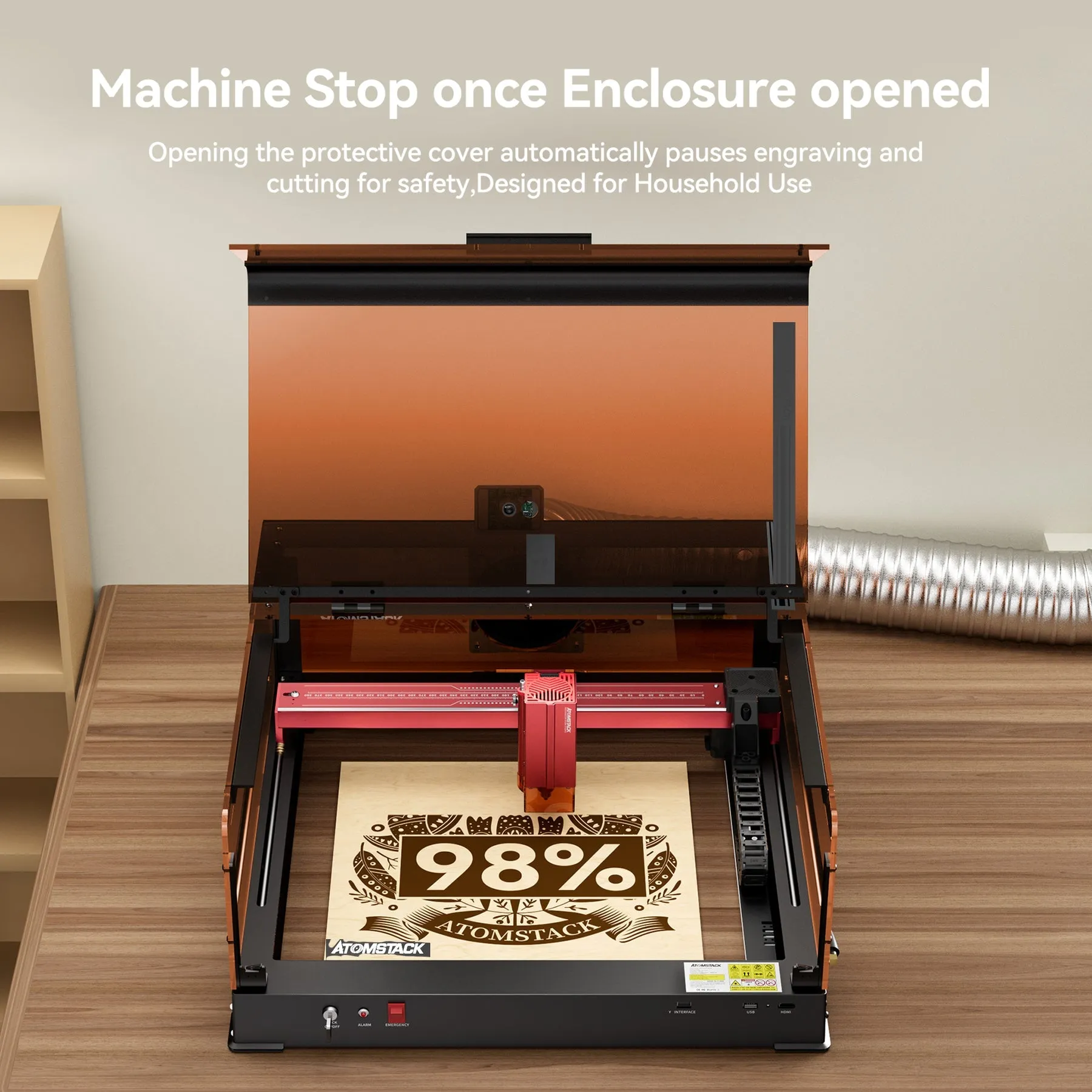 ATOMSTACK B3 Laser Engraver Protective Box With Intelligent Camera, LED Lighting, Exhaust Fan, Laser Housing for A6 PRO/A12 PRO/A24 PRO Laser Engraving Machine, Safe Dustproof Cover