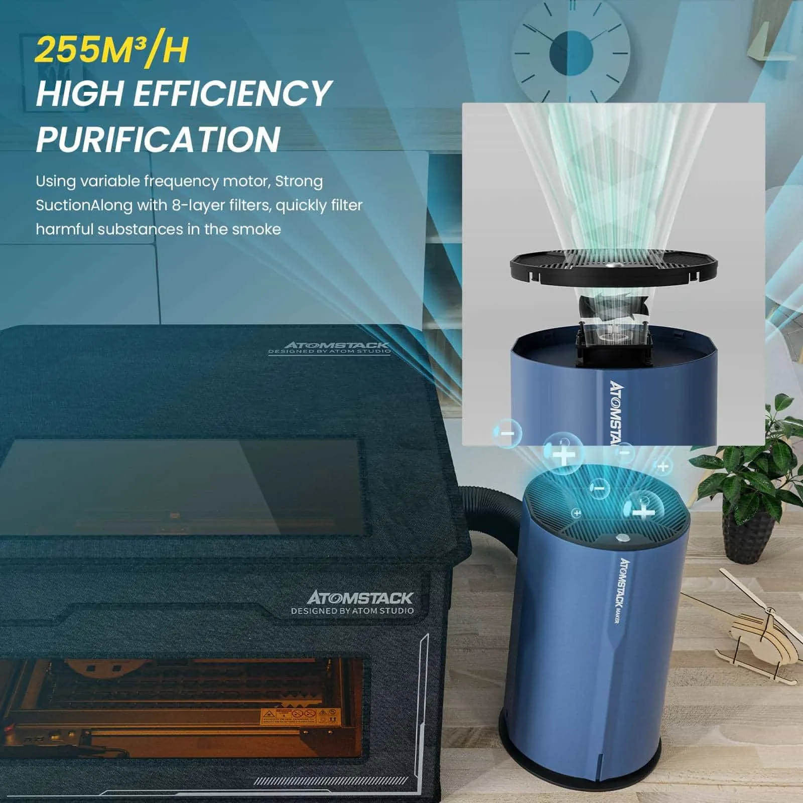 Atomstack D2 Air Purifier for Laser Engraver Smoke Filter