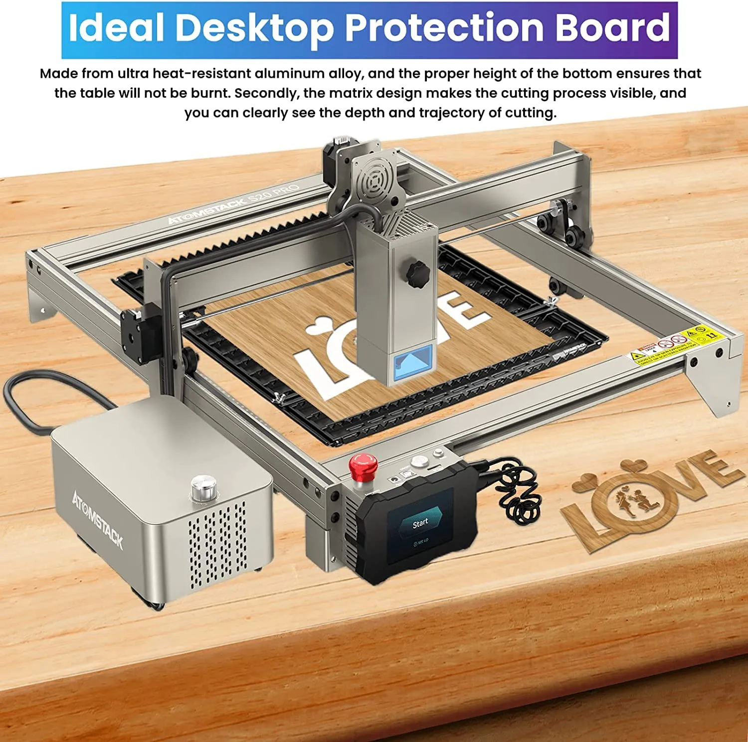 ATOMSTACK F3 Plus Working Table with Fixtures Laser Bed for CO2 Laser Cutter and Engraver Detachable Folding Laser Cutting Panel (460 * 850mm)