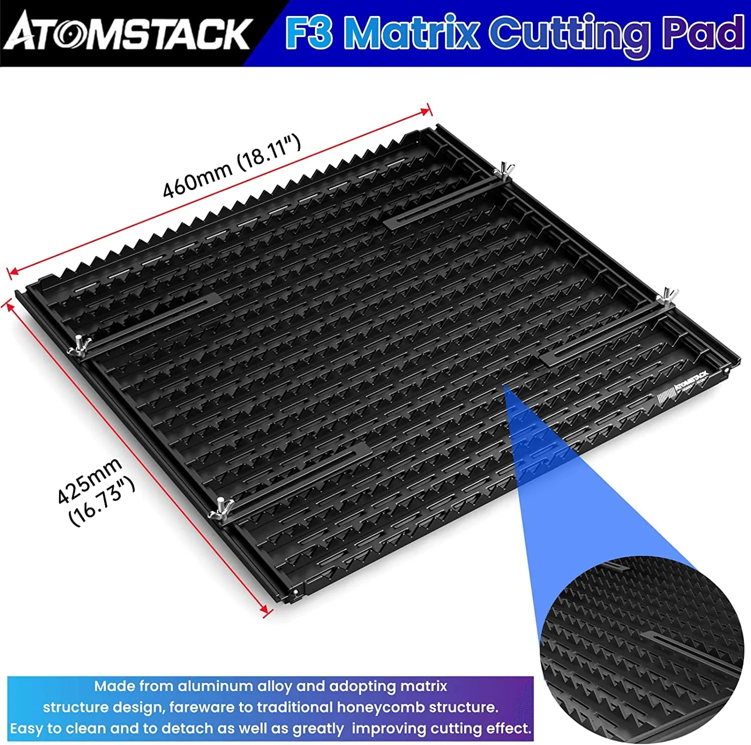 ATOMSTACK F3 Plus Working Table with Fixtures Laser Bed for CO2 Laser Cutter and Engraver Detachable Folding Laser Cutting Panel (460 * 850mm)