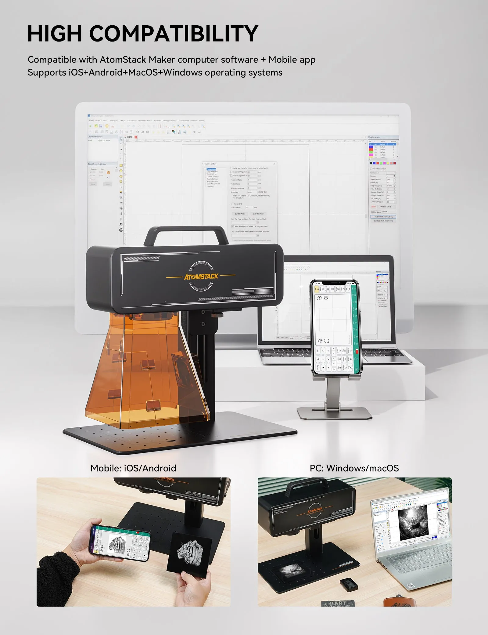Atomstack M4 PRO Dual Laser Blue Diode Infrared Laser Desktop Handheld 2-In-1 Fiber Laser Marking Machine