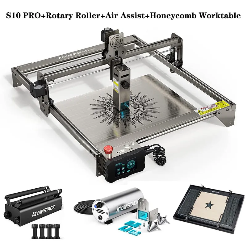 Atomstack S10 Pro X7 PRO A10 PRO Laser Engraver, 50W Laser Engraving Machine, 10W Optical Dual Compressed Spot Laser Cutter For 20 mm Wood and Acrylic, DIY Laser Cutting, Support Offline Engraving Phone App