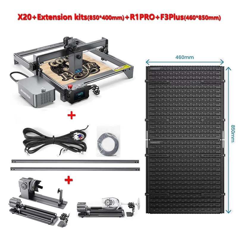 ATOMSTACK S20 PRO A20 PRO X20 PRO Laser Engraver With Air Assist Kits, 130W Laser Engraving Cutting Machine, 20W Optical Power 0.08 * 0.1mm Compressed Spot Laser Cutter For Metal,Phone APP Touch Screen Offline Engraving