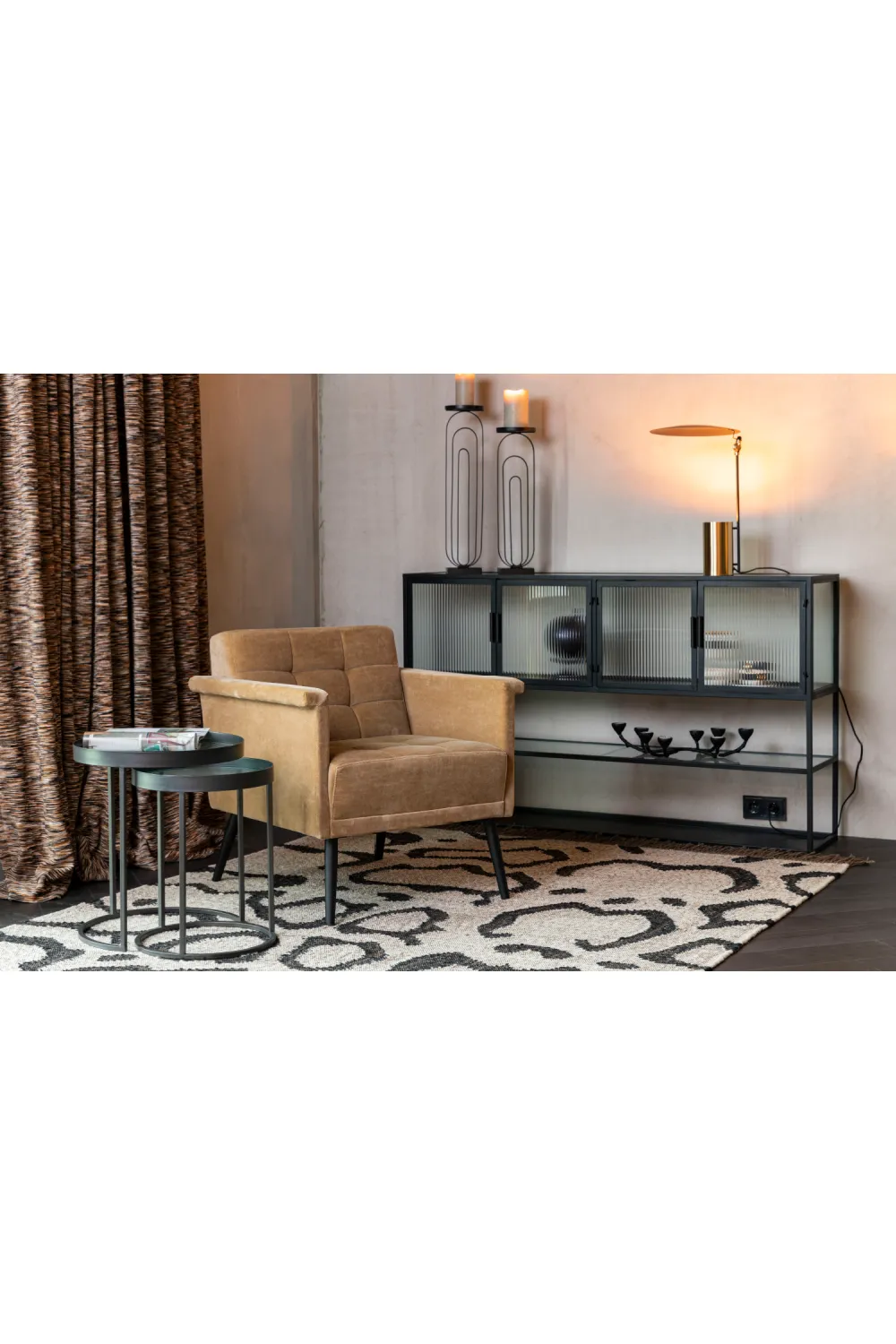 Black Framed Glass Sideboard | Dutchbone Boli