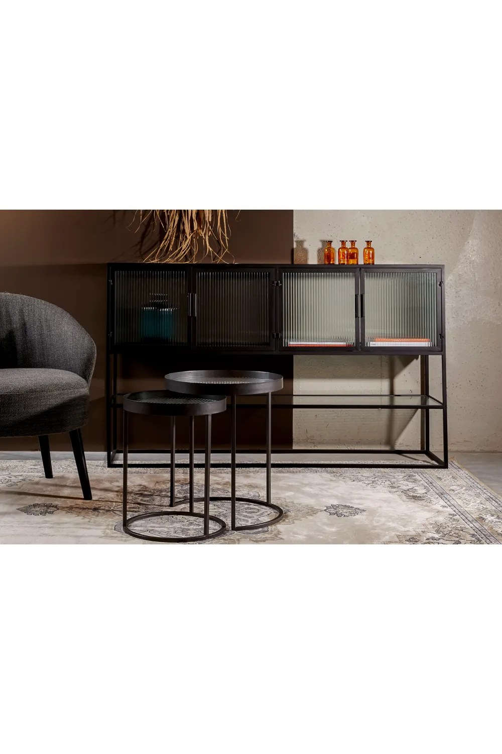 Black Framed Glass Sideboard | Dutchbone Boli