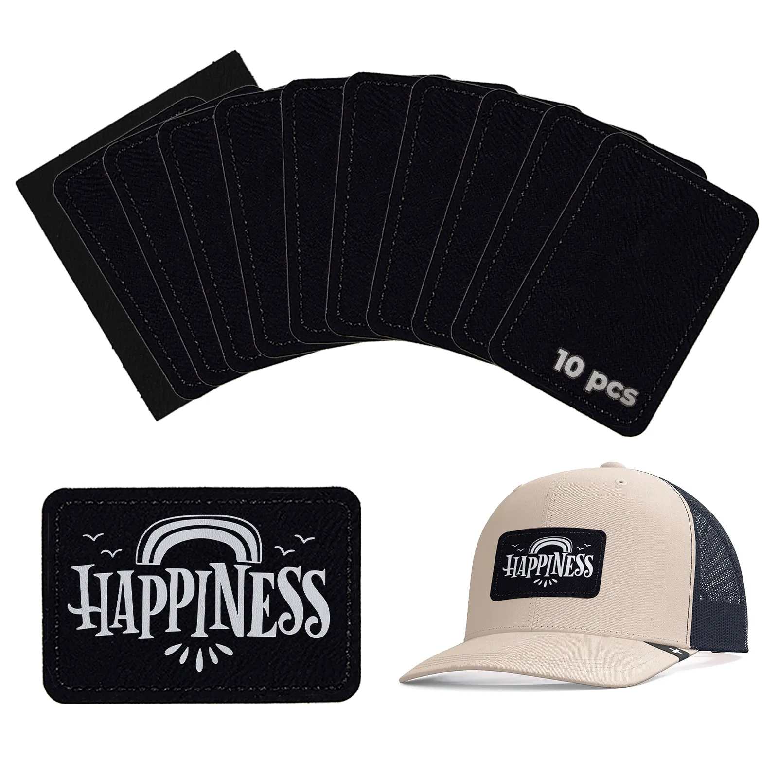 Black to Silver Rectangular Laserable PU Iron-on Patch (10pcs)